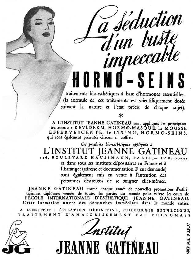 Publicit� Jeanne Gatineau 1951